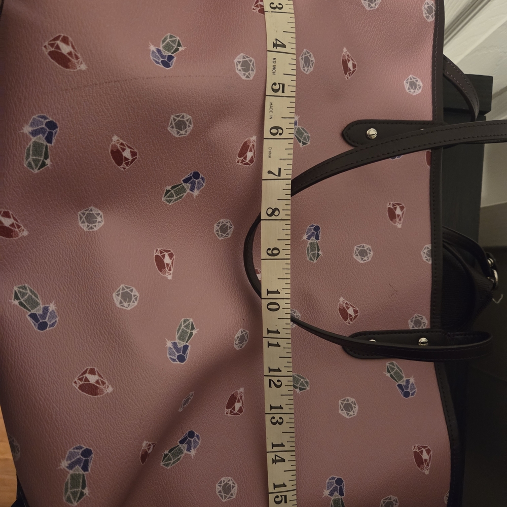 Disney Coach Pink Reversible Tote w/Multicolor Gemstone Design & Attached Wallet - Picture 7 of 11